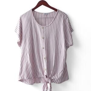 Stitch Wurks Striped Top with buttons/Front Tie‎ Womens Large